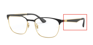 Patillas originales Ray-Ban RB6356 Vista, color 2875 · Superior negro mate sobre oro brillo