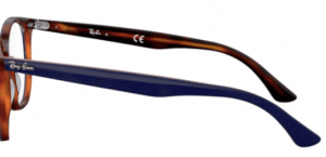 Patillas originales Ray-Ban RB7151 Vista HEXAGONAL, color 5910 · Superior azul sobre habana rojo