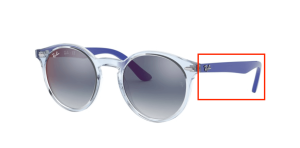 Patillas originales Ray-Ban RB9064S Junior, color 7051 · Transparente azul claro