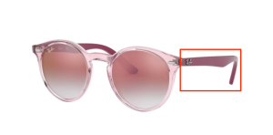 Patillas originales Ray-Ban RB9064S Junior, color 7052 · Transparente rosa
