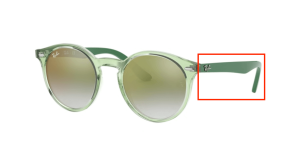 Patillas originales Ray-Ban RB9064S Junior, color 7053 · Transparente verde
