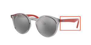 Patillas originales Ray-Ban RB9064S Junior, color 7063 · Transparente gris