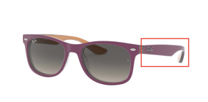 Patillas originales Ray-Ban RB9052S Junior JUNIOR NEW WAYFARER, color 7033 · Superior violeta mate sobre naranja