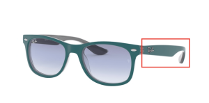 Patillas originales Ray-Ban RB9052S Junior JUNIOR NEW WAYFARER, color 7034 · Superior mate torquoise sobre gris