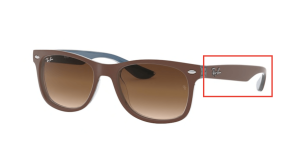 Patillas originales Ray-Ban RB9052S Junior JUNIOR NEW WAYFARER, color 7035 · Superior marrón mate sobre azul