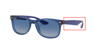 Patillas originales Ray-Ban RB9052S Junior JUNIOR NEW WAYFARER, color 7062 · Transparente azul