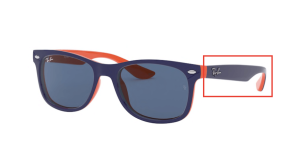 Patillas originales Ray-Ban RB9052S Junior JUNIOR NEW WAYFARER, color 178 · Azul sobre naranja