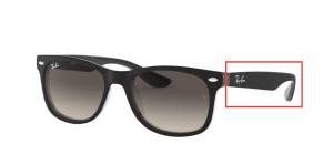 Patillas originales Ray-Ban RB9052S Junior JUNIOR NEW WAYFARER, color 7022 · Negro mate sobre transparente