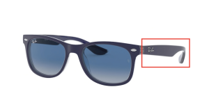 Patillas originales Ray-Ban RB9052S Junior JUNIOR NEW WAYFARER, color 7023 · Azul mate sobre transparente
