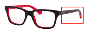 Patillas originales Ray-Ban RB1536, color 3573 · Negro sobre rojo