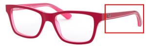 Patillas originales Ray-Ban RB1536, color 3761 · Bordeaux sobre transparente rosa