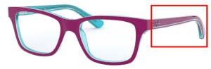 Patillas originales Ray-Ban RB1536, color 3763 · Fucsia sobre transparente azul
