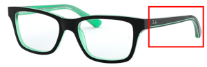 Patillas originales Ray-Ban RB1536, color 3764 · Negro sobre verde transparente