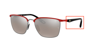 Patillas originales Ray-Ban RB3673M Ferrari, color F045 · Rojo ferrari sobre plata