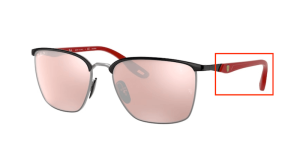 Patillas originales Ray-Ban RB3673M Ferrari, color F060 · Negro sobre plata