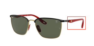 Patillas originales Ray-Ban RB3673M Ferrari, color F061 · Negro sobre arista