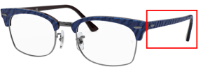 Patillas originales Ray-Ban RB3916V Clubmaster Square, color 8052 · Wrinkled azul sobre marrón