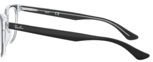 Patillas originales Ray-Ban RB5369, color 2034 · Superior negro sobre transparente