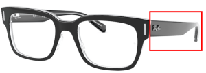 Patillas originales Ray-Ban RB5388, color 2034 · Superior negro sobre transparente