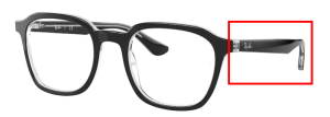 Patillas originales Ray-Ban RB5390, color 2034 · Superior negro sobre transparente
