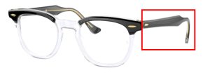 Patillas originales Ray-Ban RB5398 Hawkeye, color 2034 · Superior negro sobre transparente