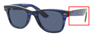 Patillas originales Ray-Ban RB9066S Junior Wayfarer, color 7072 · Stripped azul