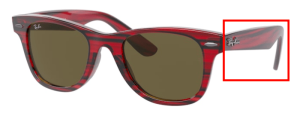 Patillas originales Ray-Ban RB9066S Junior Wayfarer, color 7073 · Stripped rojo