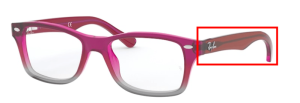 Patillas originales Ray-Ban RB1531 Vista Junior, color 3648 · Fuxia degradado iridescent gris