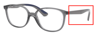 Patillas originales Ray-Ban RB1598 Vista Junior, color 3830 · Transparente gris