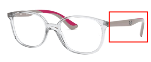 Patillas originales Ray-Ban RB1598 Vista Junior, color 3832 · Transparente