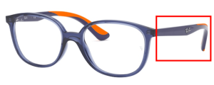 Patillas originales Ray-Ban RB1598 Vista Junior, color 3775 · Transparente azul