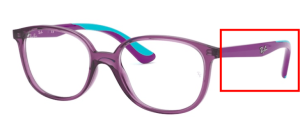 Patillas originales Ray-Ban RB1598 Vista Junior, color 3776 · Transparente violeta