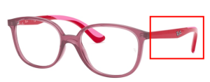 Patillas originales Ray-Ban RB1598 Vista Junior, color 3777 · Transparente rojo