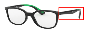 Patillas originales Ray-Ban RB1586 Vista Junior, color 3773 · Negro