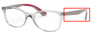 Patillas originales Ray-Ban RB1586 Vista Junior, color 3832 · Transparente