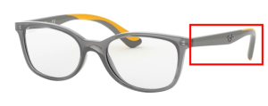 Patillas originales Ray-Ban RB1586 Vista Junior, color 3774 · Transparente gris