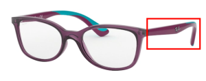 Patillas originales Ray-Ban RB1586 Vista Junior, color 3776 · Transparente violeta