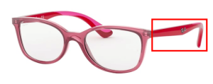 Patillas originales Ray-Ban RB1586 Vista Junior, color 3777 · Transparente rojo