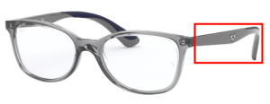 Patillas originales Ray-Ban RB1586 Vista Junior, color 3830 · Transparente gris