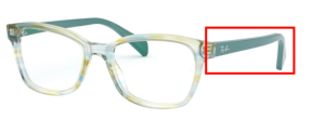 Patillas originales Ray-Ban RB1591 Vista Junior, color 3808 · Verde rayado multicolor