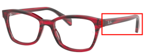 Patillas originales Ray-Ban RB1591 Vista Junior, color 3849 · Rayado rojo