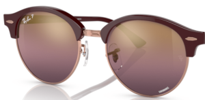 Lentes originales Ray-Ban RB4246 Clubround, color 1365G9 · Bordeaux sobre rosa oro
