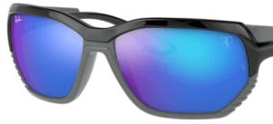 Cristales originales Ray-Ban RB4366M Ferrari, color 55 · Total azul espejo · plástico