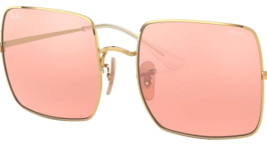 Lentes originales Ray-Ban RB1971 Square, color 3E · Rosa plata espejo degradado (efecto semiespejado)