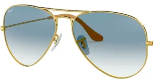 Lentes originales Ray-Ban RB3025 Aviador Piloto, color 3F · Azul degradado
