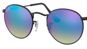 Lentes originales Ray-Ban RB3447 Round Metal, color 4O · Espejo azul flash degraded