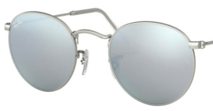 Lentes originales Ray-Ban RB3447 Round Metal, color 30 · Verde claro espejo total plata