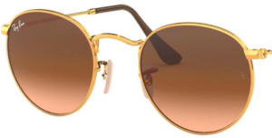 Lentes originales Ray-Ban RB3447 Round Metal, color A5 · Marrón degradado