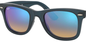 Lentes originales Ray-Ban RB4340 Wayfarer, color 4O · Espejo azul flash degraded
