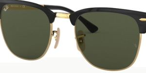 Lentes originales Ray-Ban RB3716 Clubmaster Metal, color G15 · Verde clásico